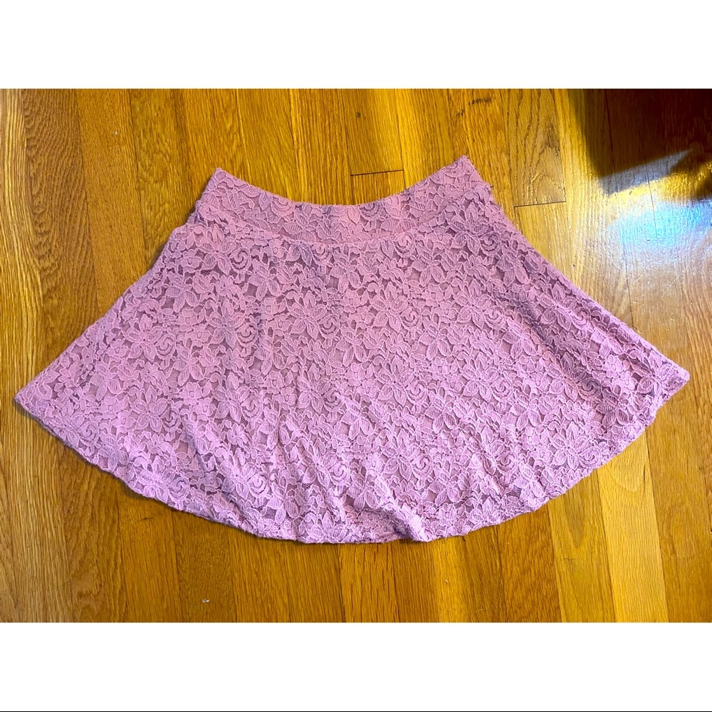 Lace Pink Mini Skater Skirt | Size S